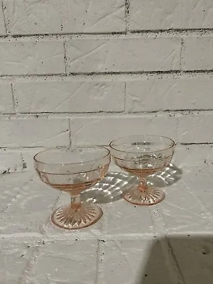 Buy Vintage Hocking Mayfair Pink Depression Glass Set Of 2 Footed Sherbets • 14.20£