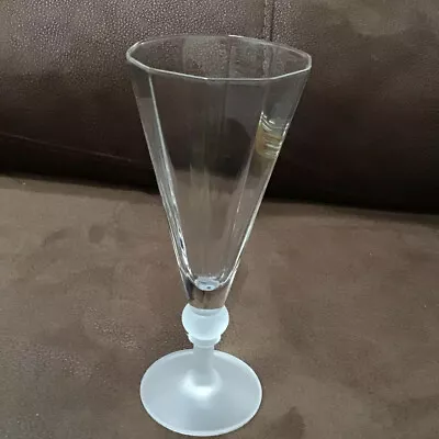 Buy Aderia Glass Champagne Clear Flutes Frosted Bottom Stem Ball Multisided  8”T • 28.76£