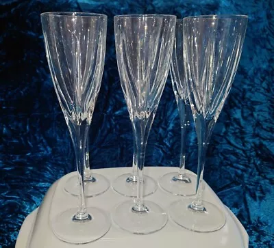 Buy Royal Doulton MODE Crystal Champagne Flutes LOT OF 6 Clear Glass Made Italy • 59.99£