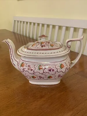 Buy Rare Antique English Tea Pot Covered In Strawberries And Vines Pink Lustre. • 160.05£