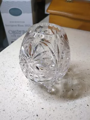 Buy Vintage Crystal Cut Glass  Vase On 3 Feet A5 • 4.99£