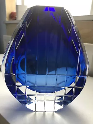 Buy Vintage Baccarat Crystal Neptune Colbart Blue Vase • 100£
