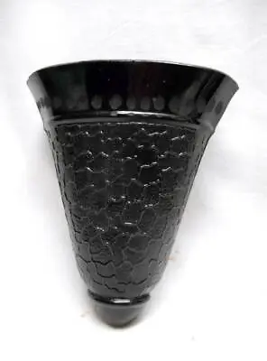 Buy Old BLACK GLASS Black Amethyst WALL POCKET VASE With Design • 23.67£