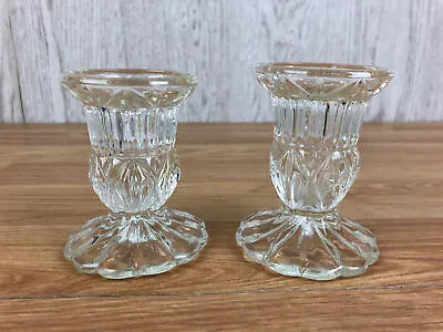 Buy Pair Of Clear Glass Candlesticks 3  Tall  • 16.19£