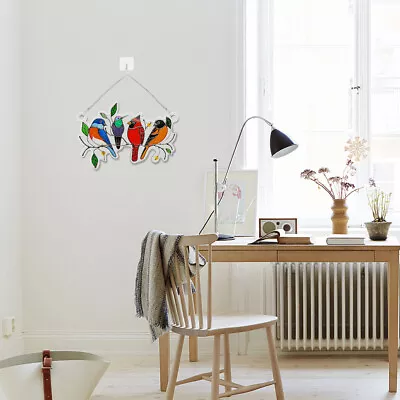 Buy Stained Glass Birds-On-A-Wire Window Panel Hanging   Ornaments Gift • 6.56£