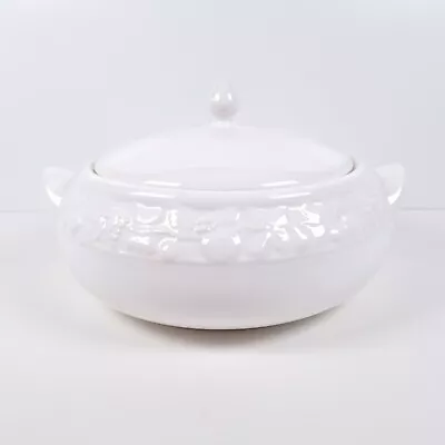 Buy St Michael M&S Casserole Lidded Oven Dish Vintage Ceramic White Embossed Fruit • 37.64£