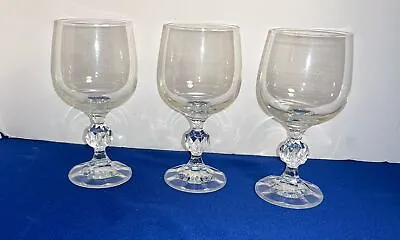 Buy Czech Claudia Crystal Wine Glasses 5 3/4 Oz Ball Stem Lot Of 3 • 17.02£