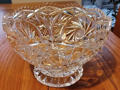 Buy Vintage German 6  24% Lead Crystal Clear Pinwheel Handcut Glass Bowl Candy Dish • 12£