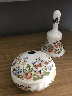 Buy A3). Cottage Garden ‘aynsley Bone China. Trinket Pot And Tall Bell • 5£