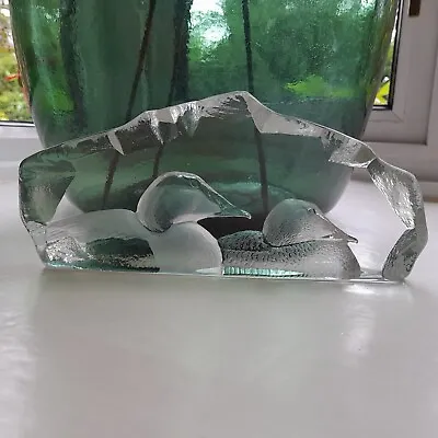 Buy Swedish Art Glass Sculpture Of 2 Ducks - Signed Mats Jonasson 8259 • 28£