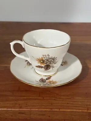 Buy Duchess Bone China Cup & Saucer Pattern #342 Fall Floral Gold Trim England • 14.18£