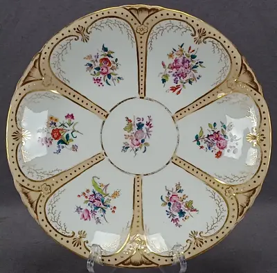 Buy Coalport Hand Colored Pink Rose Floral Beige & Gold 9 5/8 Inch Plate C. 1850s • 120.64£