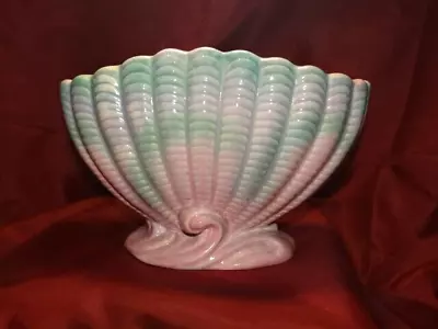 Buy Vintage Art Deco Sylvac Ware Green & Pink Clam Shell Mantel Vase (Pattern 513) • 24.95£