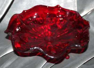 Buy Vintage Red Glass 3 Foot Bon Bon Candy Dish • 14.22£