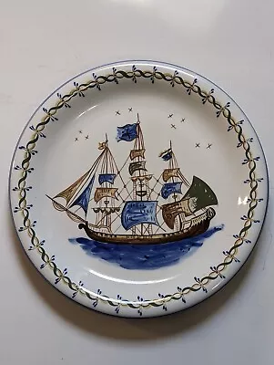 Buy Antique Viana Do Castel Large 14 Plate Nautical Ship Hand Painted Dantas Vintage • 9.45£