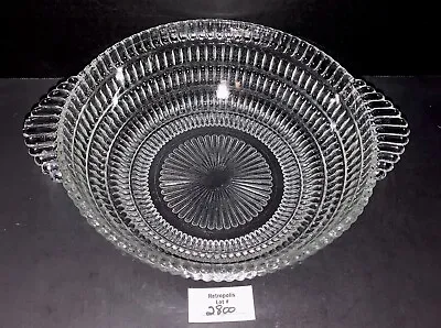 Buy Vintage Hazel Atlas Glass Co. BEEHIVE Clear Glsss Serving Bowl With Handles • 42.44£