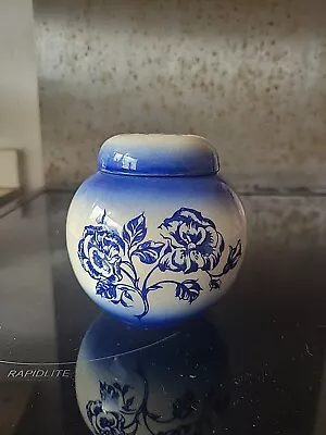 Buy Early Carlton Ware Decorative Blue And White Floral Decorated Lidded Vase • 3£