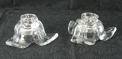 Buy Vintage Candle Holders Clear  Petal Shape Glass • 18.93£