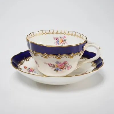 Buy Coalport Cobalt Blue Gold White Floral Large Tea Breakfast Cup And Saucer Set • 56.90£