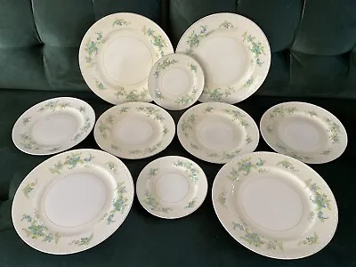 Buy VTG Homer Laughlin Eggshell Georgian Blue & White Flowers Dinnerware 10 Plates • 43.39£
