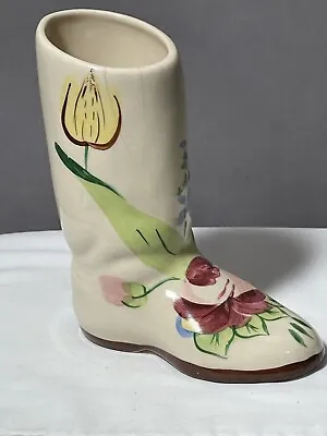 Buy Vintage Hand Painted Ceramic Boot/Planter/ Vase With Floral Design • 15.37£