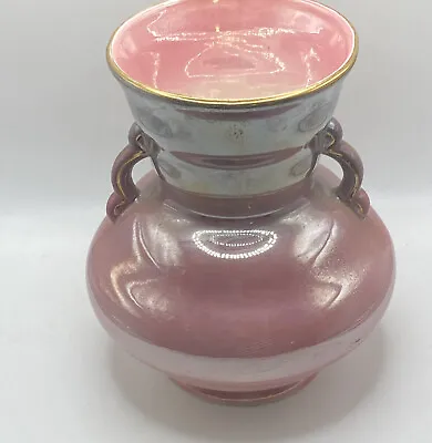 Buy Vintage Art Deco Maling Ware Pink Grey Lustre Ombré Baluster Handled Vase • 25£