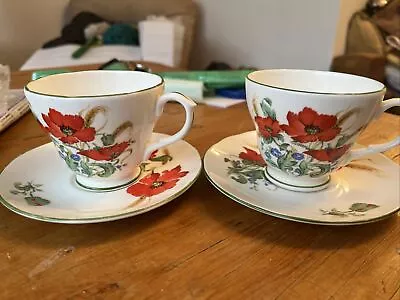 Buy Duchess Fine Bone China Poppies 2 X Cup And Saucer • 3£