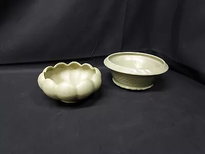 Buy Lot Of 2 - MID CENTURY MODERN Green Round Pottery Bowl Bowls Planters USA • 28.45£