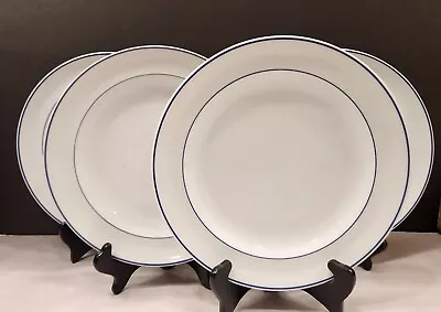 Buy ROYAL LIMOGES France Porcelaine Dure Blue Stripe 9-3/4  W Dinner Plates Set Of 4 • 31.61£
