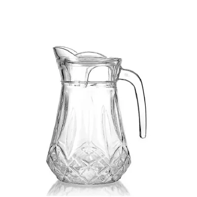 Buy Crystal Base Belly Jug Shape Glass Pitcher Jug With White Plastic Lid 1550ml • 9.99£