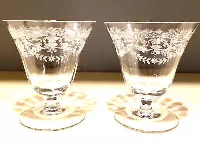 Buy Vintage Tiffin Hand Blown Elegant Era Etched Cocktail Footed Glasses, 1940s • 33.75£