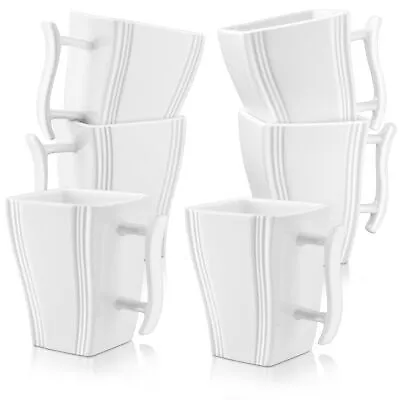 Buy MALACASA Flora 6-Piece Porcelain Cups 330ml Mugs Ivory White Tea Coffee Mug Set • 25.99£