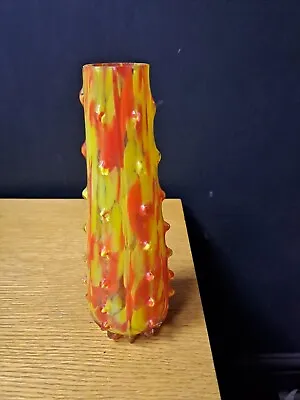 Buy Czech Art Deco Orange & Yellow Spatter Glass Vase  • 20£