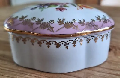 Buy Vintage Dresden China Trinket/Pill Box Floral Gold Trim Germany VG Condition • 8£