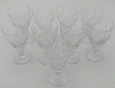 Buy Beautiful Small Cut Glass Wine Glasses (x9) In Good Condition Cheap UK Exp A1 ⭐⭐ • 24.99£