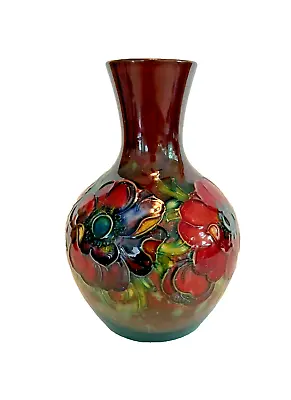 Buy Vintage Moorcroft Flambe Anemone Pattern Vase 1928-1949 Signed • 166.10£