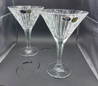 Buy Bohemia Crystal Chunky 2 Cocktail Martini Glasses 24% Lead Crystal New • 18£