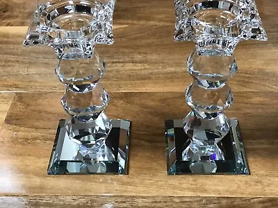 Buy Crystal Diamond Glass Candle Holders With Crystal Facets, Home Decor Bling Gift • 20£