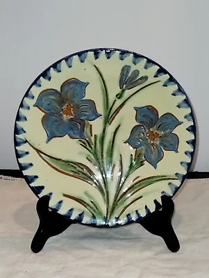 Buy  Puigdemont Artisan Handcrafted Pottery 9   Decor Plate Blue Floral &  Edge  • 17.08£