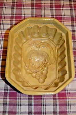 Buy Large 8 1/2  Antique Yellow Ware Cooking Mold With Grapes Design. Almost Mint • 42.69£