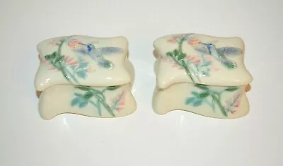 Buy Pair Of Identical Embossed Pottery Trinket Boxes, Hummingbird With Flowers • 5.99£