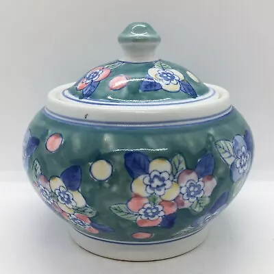 Buy Green Blue Floral Flowery Lidded Ginger Jar Vase Decor Oriental Style Ornament • 12.50£