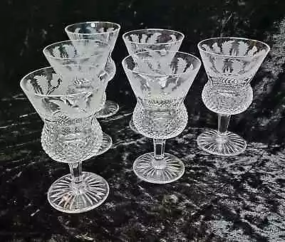 Buy Edinburgh Lead Cut Crystal Sherry Glasses Thistle Pattern X 6 • 150£