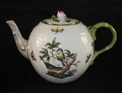 Buy HEREND Teapot – Rothschild Birds, Butterflies And Moths – Pink Rose Finial • 236.33£