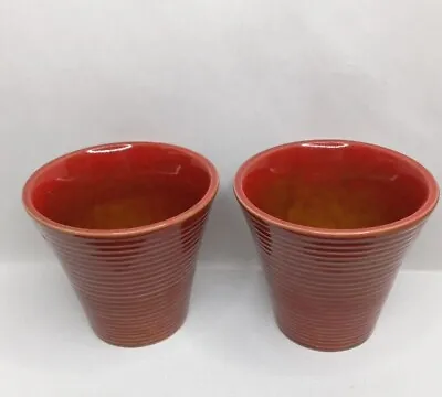 Buy 2 Glazed Burnt Orange 8 Oz. Succulent Planter Pots Tapered Ribbed Ceramic Cups • 13.26£