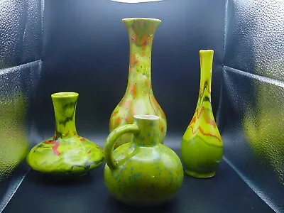 Buy Set Of 4 Vintage 1970s Mid Century Modern Drip Glaze Ceramic Vases • 145.07£