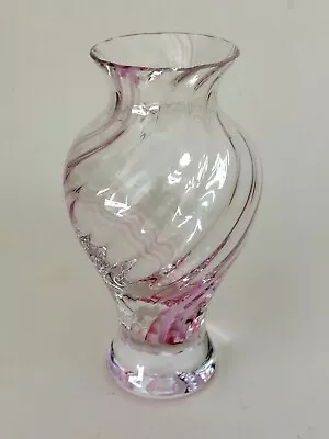 Buy Caithness Art Glass Clear Pink White Swirl Small Vase 14cm • 10.99£