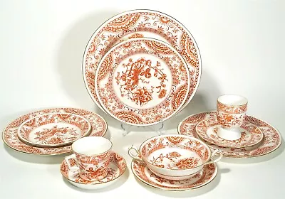 Buy Vintage Early 20th C. Royal Crown Derby Rust Floral 11pce Place Setting 1937-40  • 110.75£