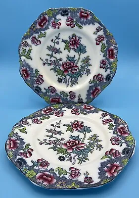 Buy Copeland Antique Vintage Floral Plates X 2 Blue Pink Green Pattern 8036 • 39.99£