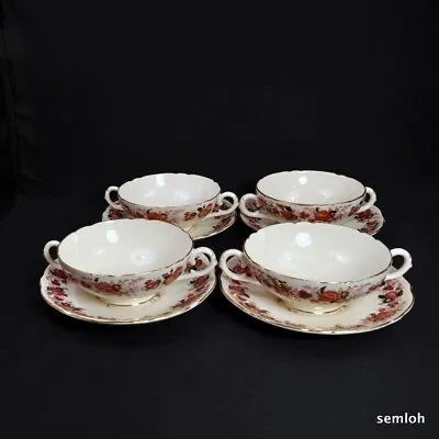 Buy Royal Cauldon Footed Set Of 4 Cream Bouillon Soup Underplate Majestic 1930-1950 • 107.15£